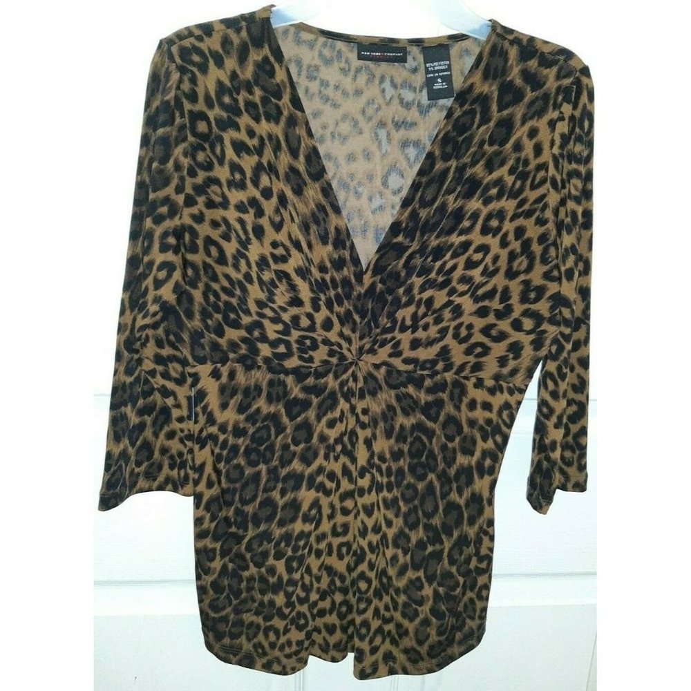 NEW YORK & COMPANY V-Neckline, Animal Print Shirt